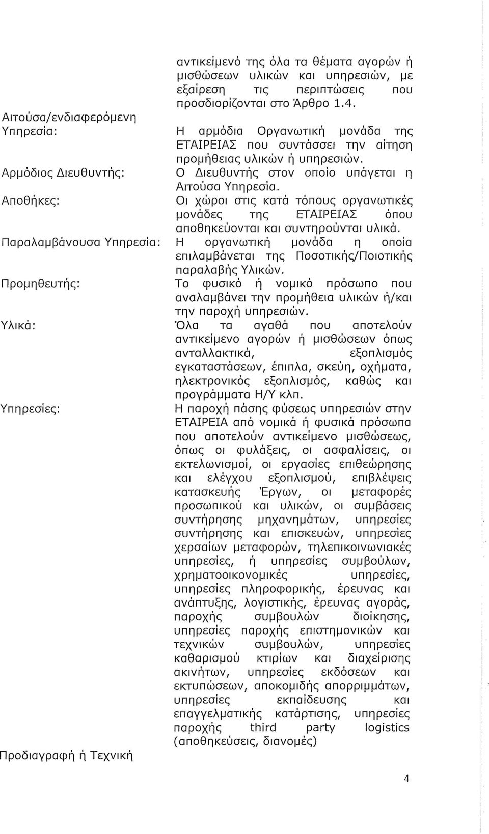 Ο Διευθυντής στον οποίο υπάγεται η Αιτούσα Υπηρεσία. Οι χώροι στις κατά τόπους οργανωτικές μονάδες της ΕΤΑΙΡΕΙΑΣ όπου αποθηκεύονται και συντηρούνται υλικά.