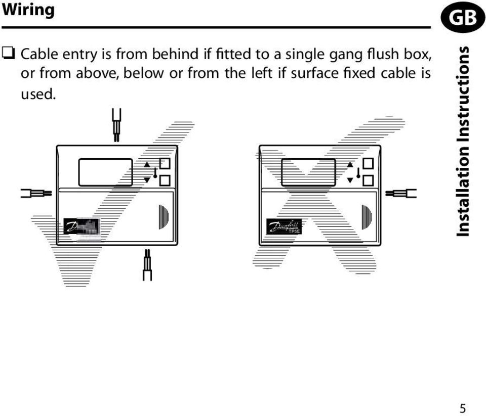 above, below or from the left if surface