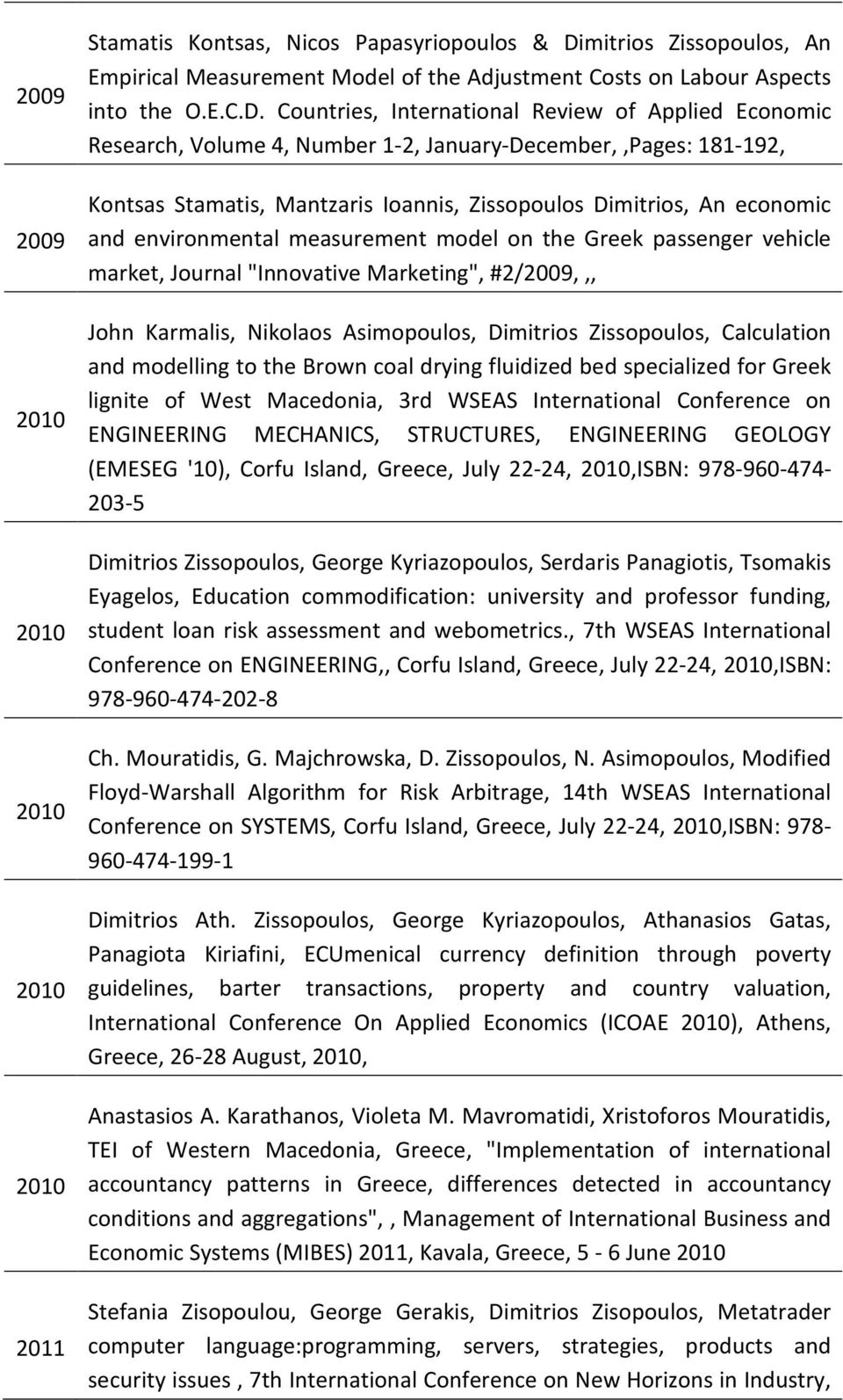 Countries, International Review of Applied Economic Research, Volume 4, Number 1-2, January-December,,Pages: 181-192, Kontsas Stamatis, Mantzaris Ioannis, Zissopoulos Dimitrios, An economic and