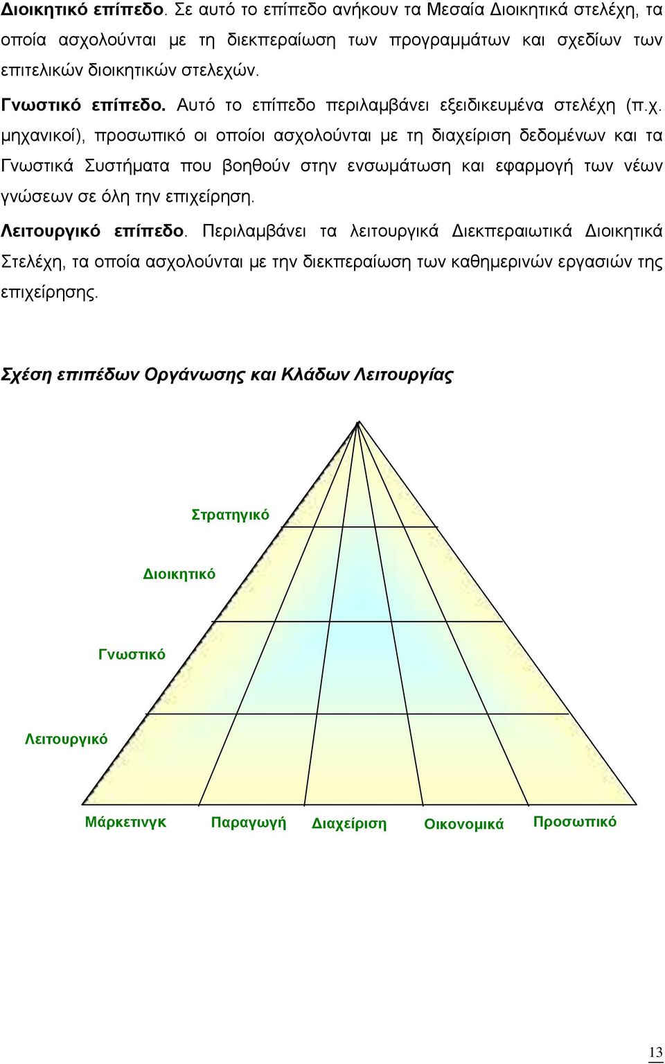 (π.χ. μηχανικοί), προσωπικό οι οποίοι ασχολούνται με τη διαχείριση δεδομένων και τα Γνωστικά Συστήματα που βοηθούν στην ενσωμάτωση και εφαρμογή των νέων γνώσεων σε όλη την επιχείρηση.