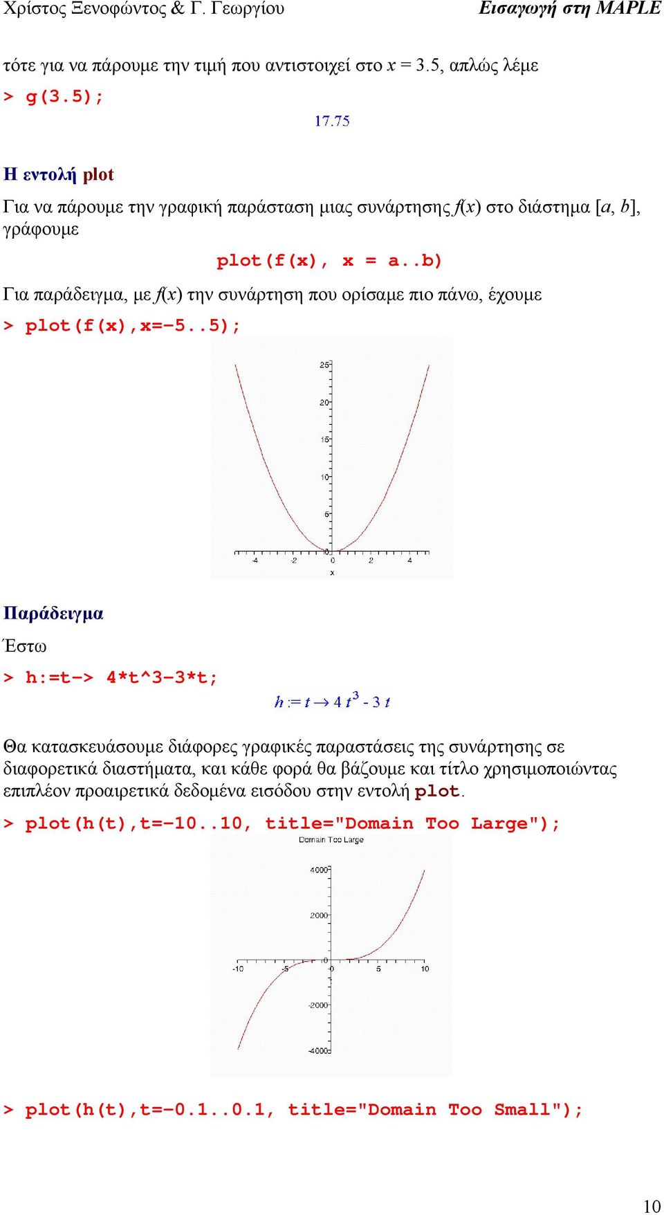.b) Για παράδειγμα, με f(x) την συνάρτηση που ορίσαμε πιο πάνω, έχουμε > plot(f(x),x=-5.