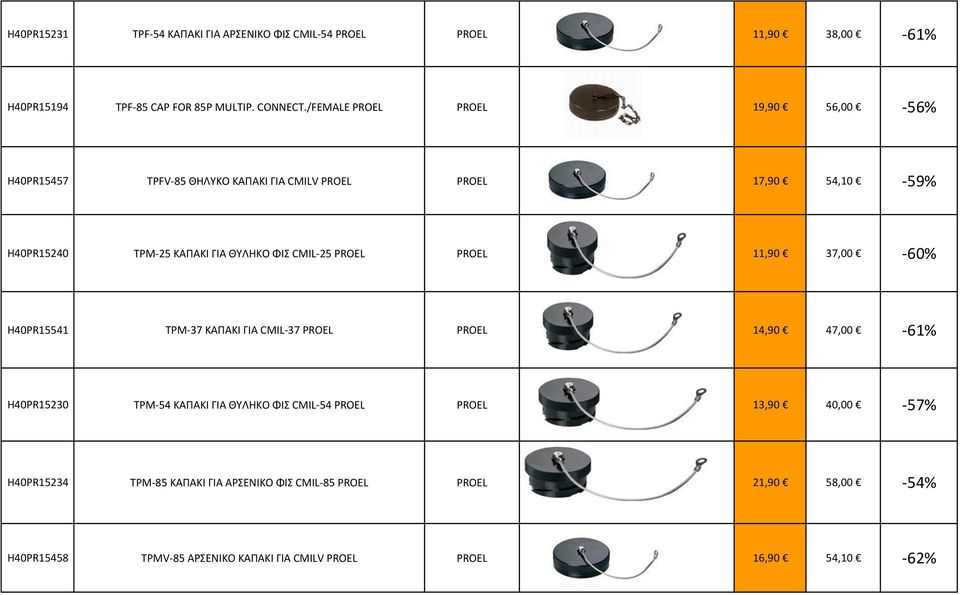 CMIL-25 PROEL PROEL 11,90 37,00-60% H40PR15541 TPM-37 KAΠAKI ΓIA CMIL-37 PROEL PROEL 14,90 47,00-61% H40PR15230 TPM-54 KAΠAKI ΓIA ΘYΛHKO ΦIΣ CMIL-54