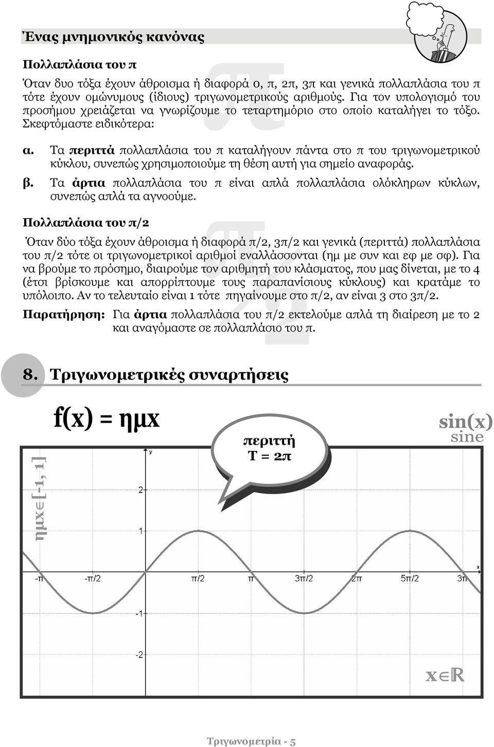 Τα εριττά ολλαλάσια του καταλήγουν άντα στο του τριγωνομετρικού κύκλου, συνεώς χρησιμοοιούμε τη θέση αυτή για σημείο αναφοράς. β.