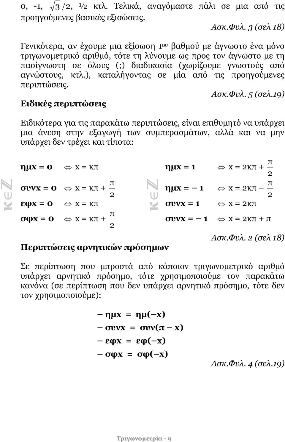 αγνώστους, κτλ.), καταλήγοντας σε μία αό τις ροηγούμενες εριτώσεις. Ασκ.Φυλ. 5 (σελ.