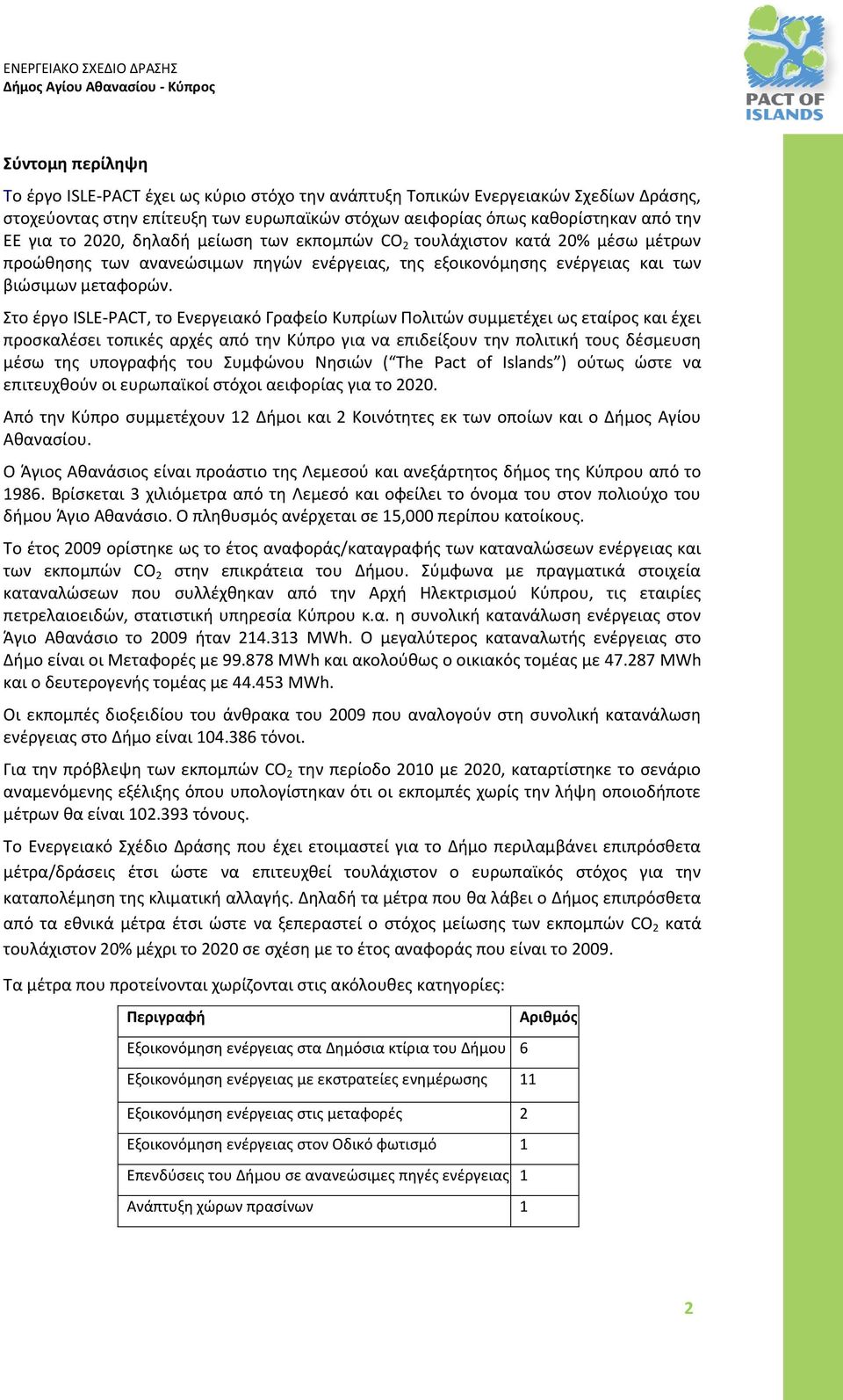 Στο έργο ISLE-PACT, το Ενεργειακό Γραφείο Κυπρίων Πολιτών συμμετέχει ως εταίρος και έχει προσκαλέσει τοπικές αρχές από την Κύπρο για να επιδείξουν την πολιτική τους δέσμευση μέσω της υπογραφής του