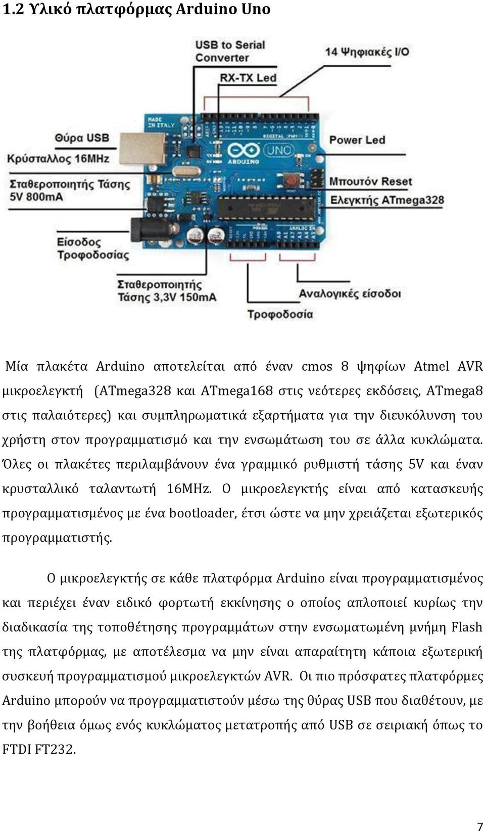 Όλες οι πλακέτες περιλαμβάνουν ένα γραμμικό ρυθμιστή τάσης 5V και έναν κρυσταλλικό ταλαντωτή 16MHz.