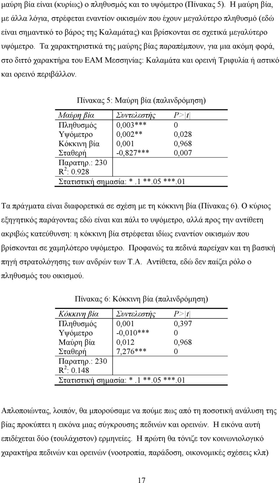 Τα χαρακτηριστικά της μαύρης βίας παραπέμπουν, για μια ακόμη φορά, στο διττό χαρακτήρα του ΕΑΜ Μεσσηνίας: Καλαμάτα και ορεινή Τριφυλία ή αστικό και ορεινό περιβάλλον.