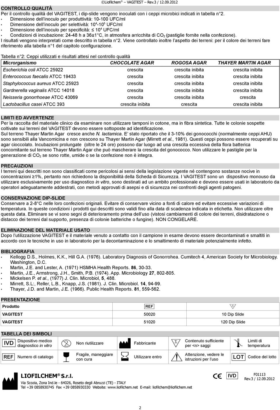 h a 36±1 C, in atmosfera arricchita di CO 2 (pastiglie fornite nella confezione). I risultati vengono interpretati come descritto in tabella n 2.