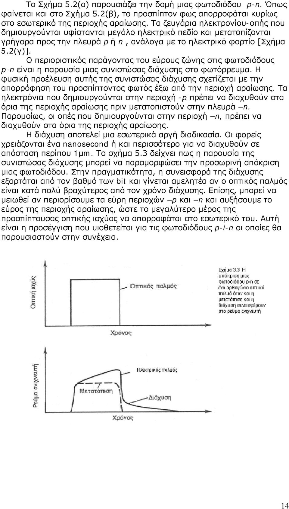 Ο περιοριστικός παράγοντας του εύρους ζώνης στις φωτοδιόδους p-n είναι η παρουσία μιας συνιστώσας διάχυσης στο φωτόρρευμα.