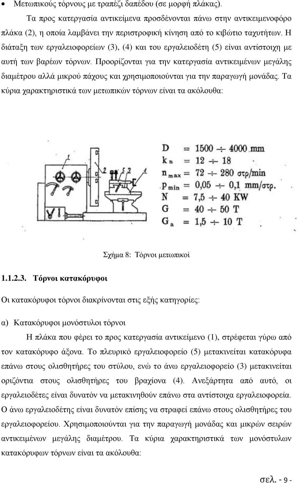 Η διάταξη των εργαλειοφορείων (3), (4) και του εργαλειοδέτη (5) είναι αντίστοιχη με αυτή των βαρέων τόρνων.