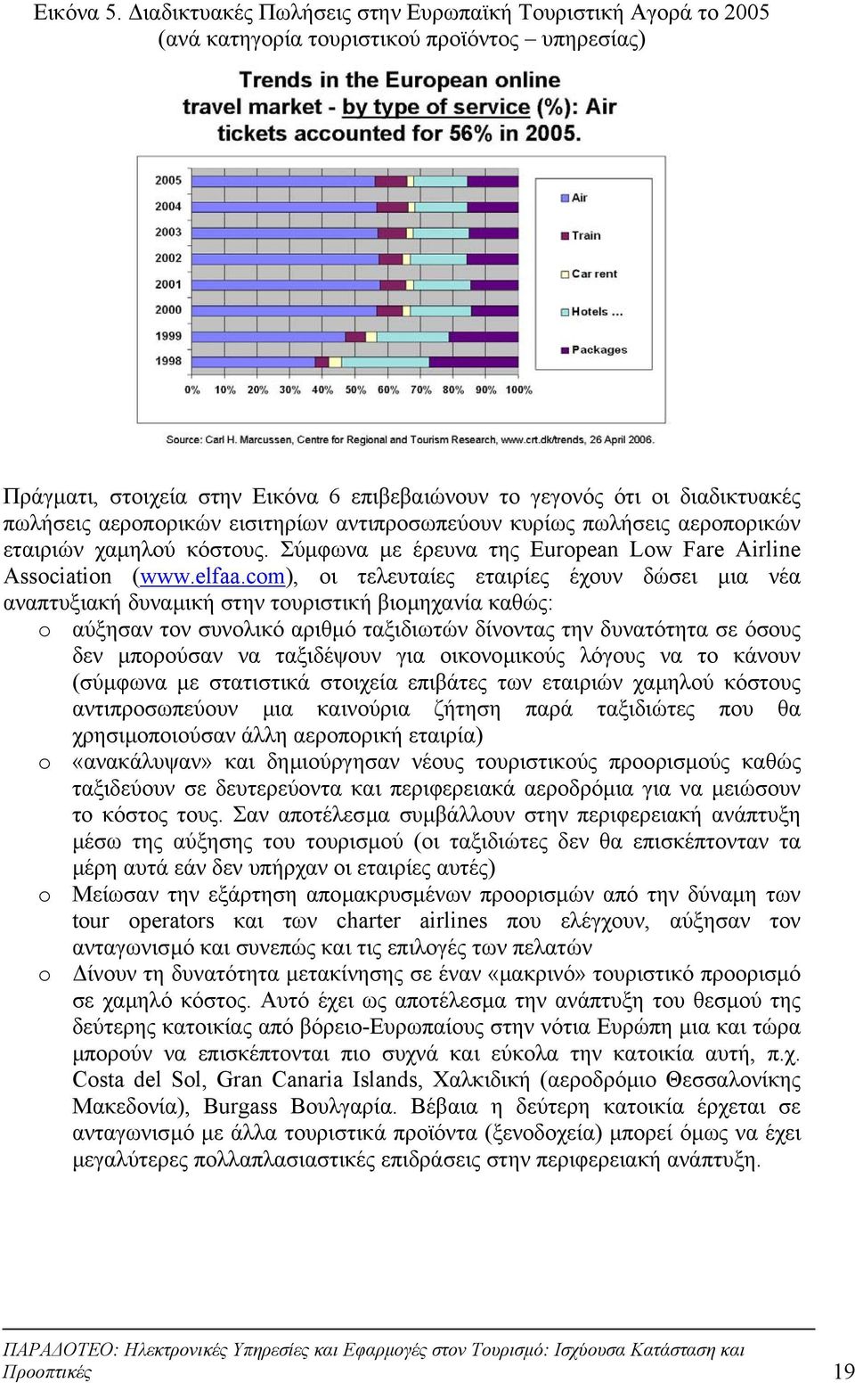 αεροπορικών εισιτηρίων αντιπροσωπεύουν κυρίως πωλήσεις αεροπορικών εταιριών χαµηλού κόστους. Σύµφωνα µε έρευνα της European Low Fare Airline Association (www.elfaa.