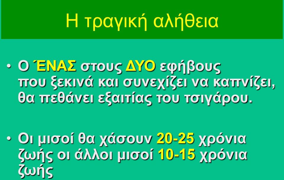 πεθάνει εξαιτίας του τσιγάρου.