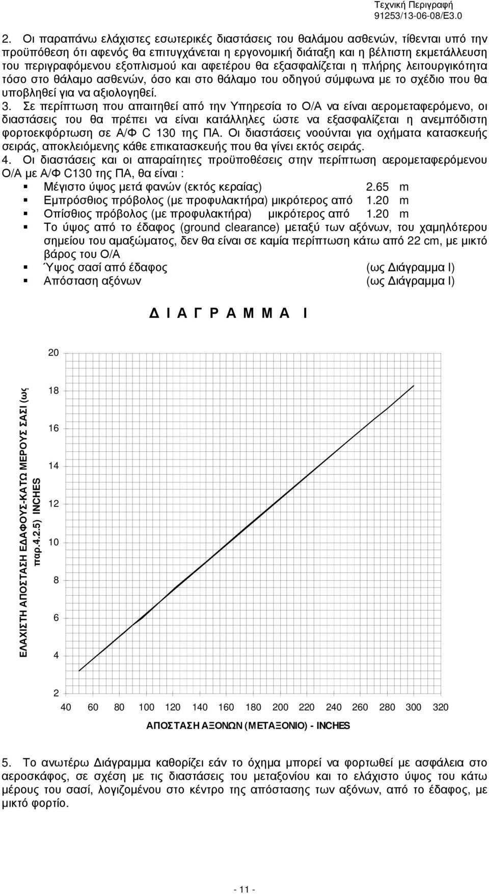 Σε περίπτωση που απαιτηθεί από την Υπηρεσία το Ο/Α να είναι αερομεταφερόμενο, οι διαστάσεις του θα πρέπει να είναι κατάλληλες ώστε να εξασφαλίζεται η ανεμπόδιστη φορτοεκφόρτωση σε Α/Φ C 130 της ΠΑ.