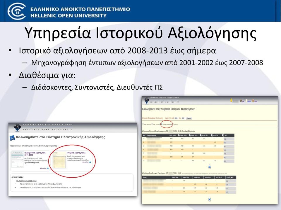 Μηχανογράφηση έντυπων αξιολογήσεων από 2001-2002