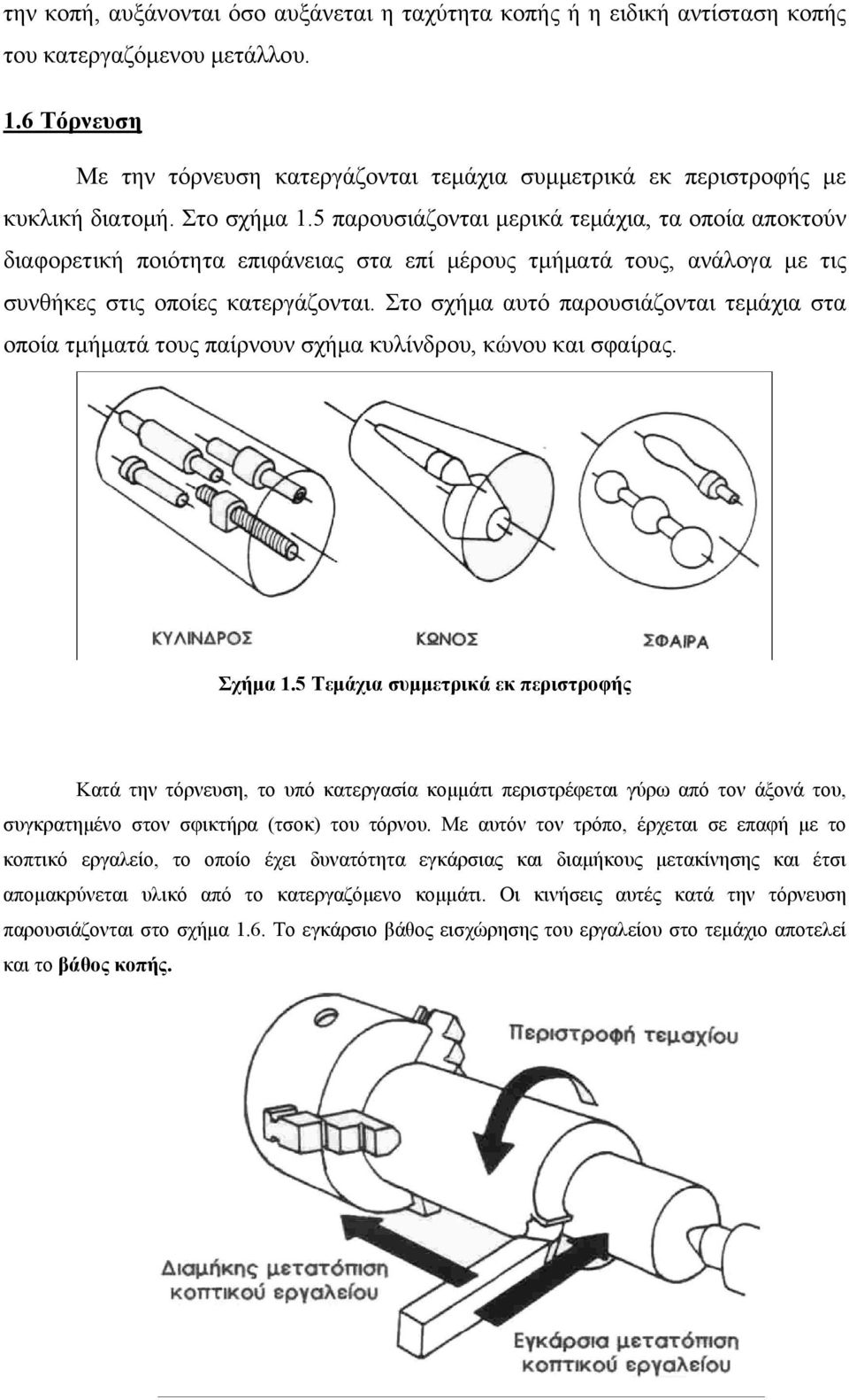 5 παρουσιάζονται μερικά τεμάχια, τα οποία αποκτούν διαφορετική ποιότητα επιφάνειας στα επί μέρους τμήματά τους, ανάλογα με τις συνθήκες στις οποίες κατεργάζονται.