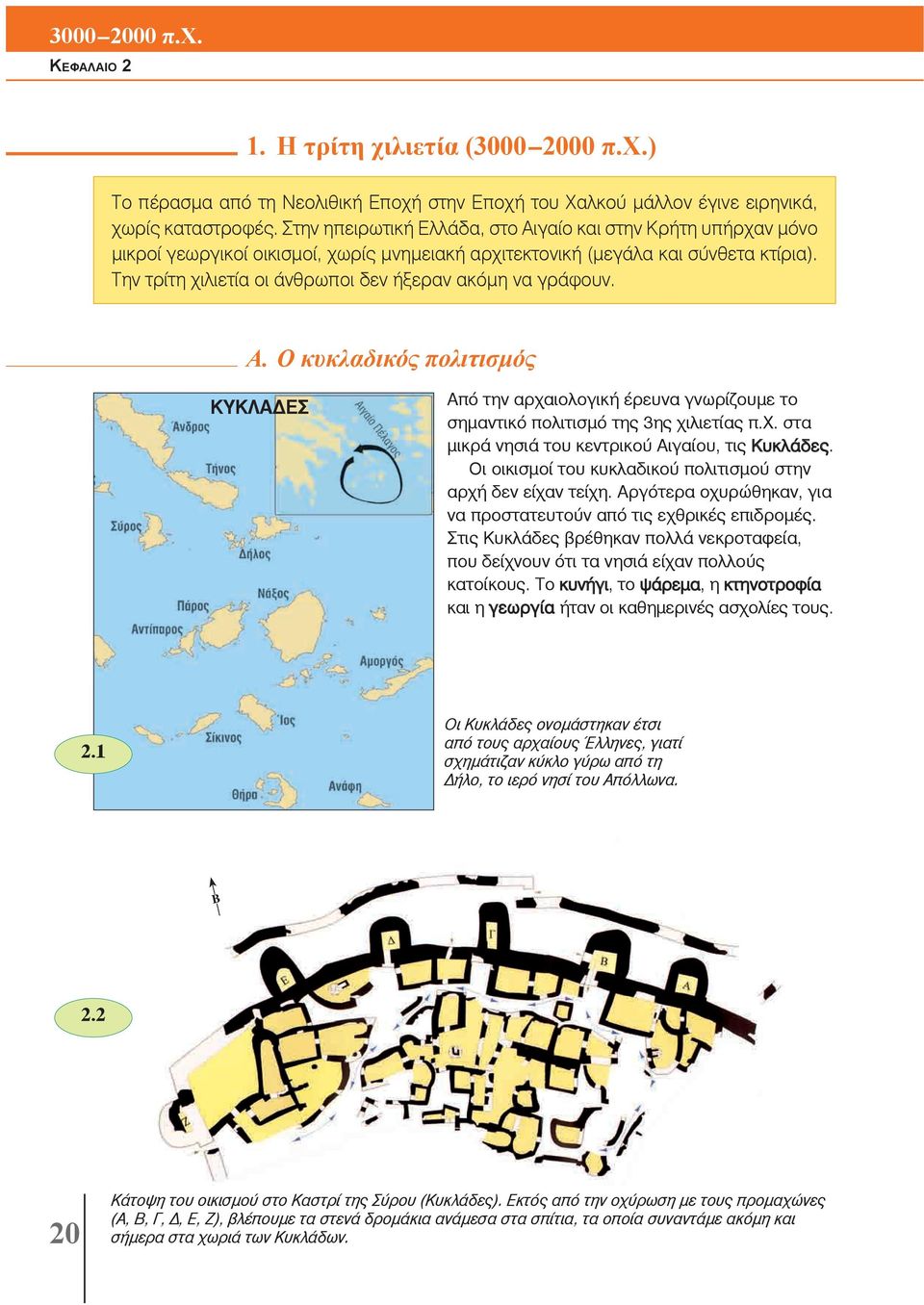 Την τρίτη χιλιετία οι άνθρωποι δεν ήξεραν ακόμη να γράφουν. Α. Ο κυκλαδικός πολιτισμός KΥΚΛΑΔΕΣ Από την αρχαιολογική έρευ να γνωρίζουμε το σημαντικό πο λι τι σμό της 3ης χιλιετίας π.χ. στα μι κρά νησιά του κεντρικού Αιγαίου, τις Κυκλάδες.
