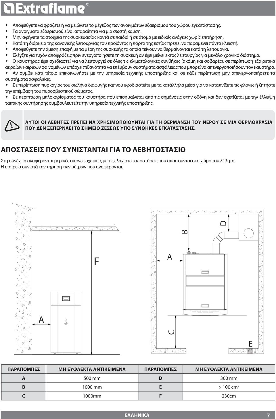 Κατά τη διάρκεια της κανονικής λειτουργίας του προϊόντος η πόρτα της εστίας πρέπει να παραμένει πάντα κλειστή.