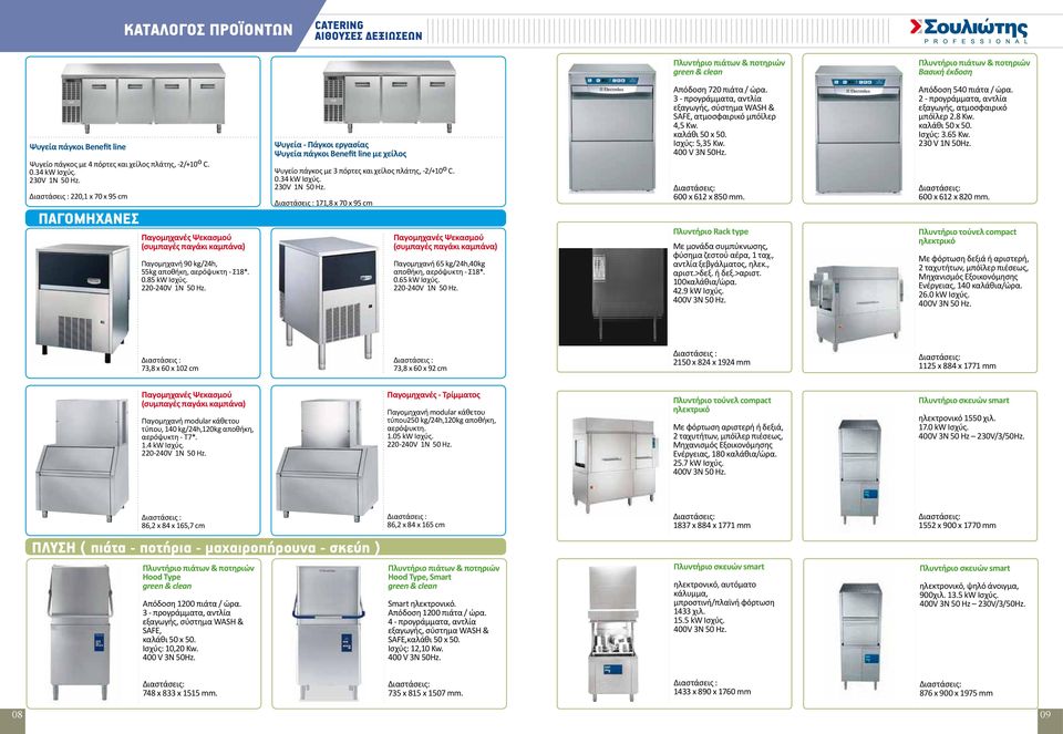 Ψυγεία - Πάγκοι εργασίας Ψυγεία πάγκοι Benefit line με χείλος Ψυγείο πάγκος με 3 πόρτες και χείλος πλάτης, -2/+10 ο C. 0.34 kw Ισχύς.