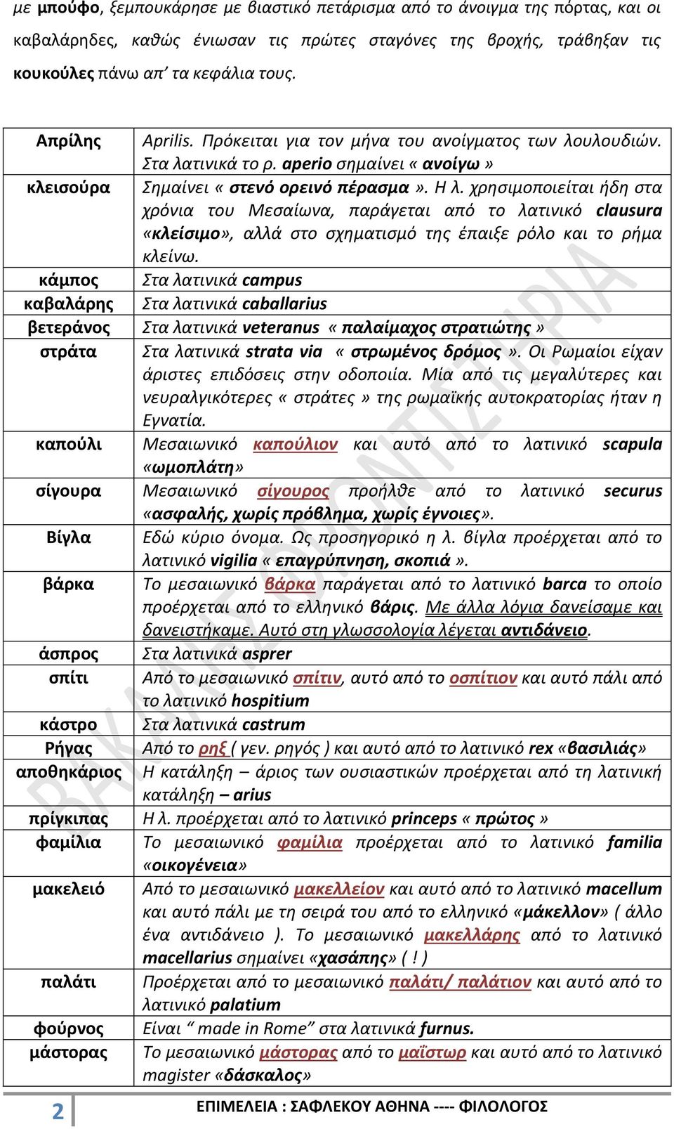 χρησιμοποιείται ήδη στα χρόνια του Μεσαίωνα, παράγεται από το λατινικό clausura «κλείσιμο», αλλά στο σχηματισμό της έπαιξε ρόλο και το ρήμα κλείνω.