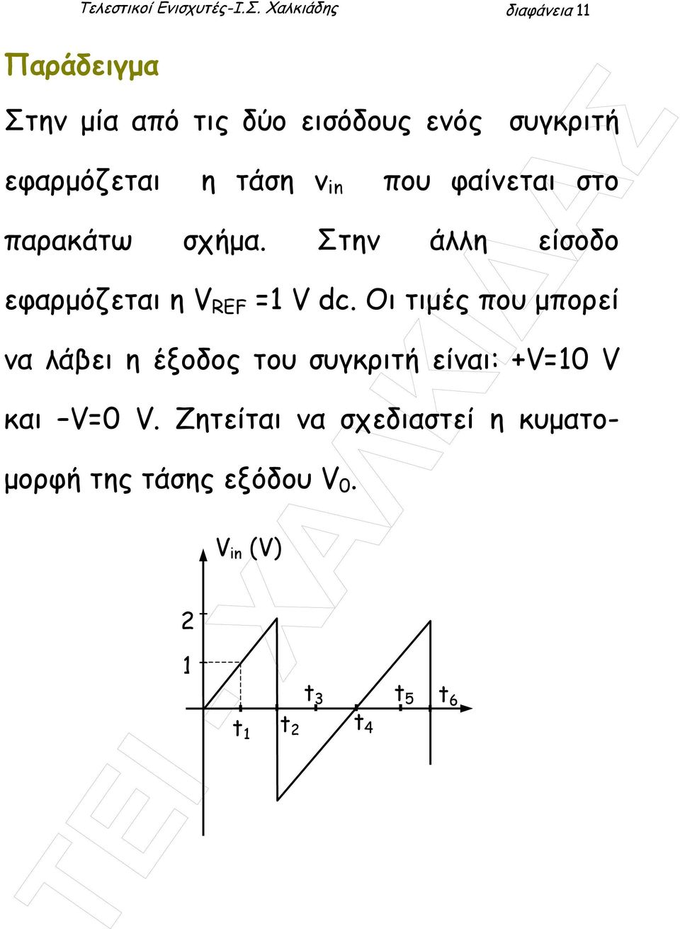 η τάση v in που φαίνεται στο παρακάτω σχήµα. Στην άλλη είσοδο εφαρµόζεται η EF dc.