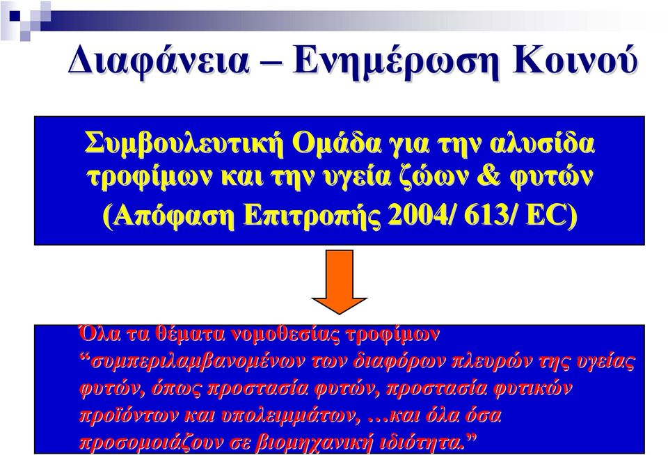 συμπεριλαμβανομένων των διαφόρων πλευρών της υγείας φυτών, όπως προστασία φυτών,