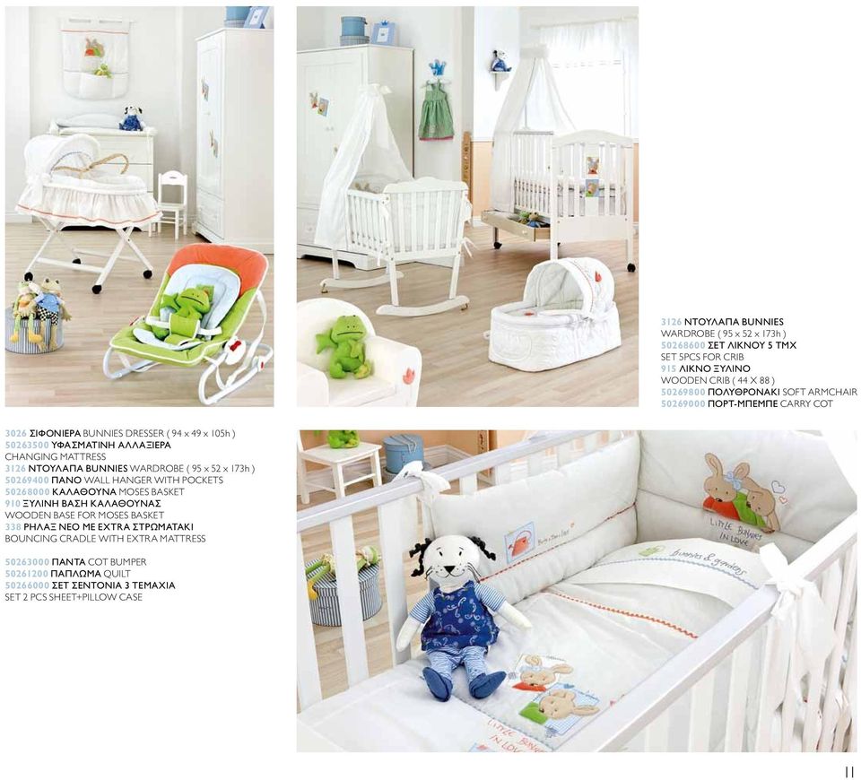 WARDROBE ( 95 x 52 x 173h ) 50269400 ΠΑΝO WALL HANGER WITH POCKETS 50268000 ΚΑΛΑΘΟΥΝΑ MOSES BASKET 910 ΞΥΛΙΝΗ ΒΑΣΗ ΚΑΛΑΘΟΥΝΑΣ WOODEN BASE FOR MOSES BASKET 338 ΡΗΛΑΞ