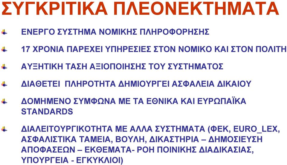 ΔΟΜΗΜΕΝΟ ΣΥΜΦΩΝΑ ΜΕ ΤΑ ΕΘΝΙΚΑ ΚΑΙ ΕΥΡΩΠΑΪΚΑ STANDARDS ΔΙΑΛΕΙΤΟΥΡΓΙΚΟΤΗΤΑ ΜΕ ΑΛΛΑ ΣΥΣΤΗΜΑΤΑ (ΦΕΚ, EURO_LEX,