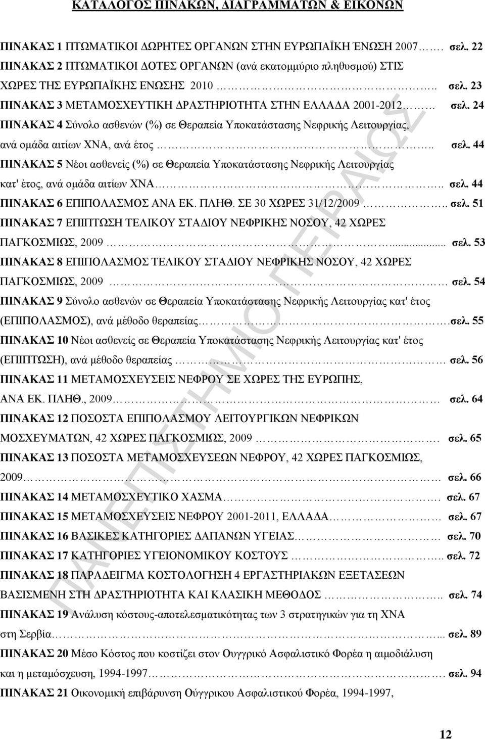 24 ΠΙΝΑΚΑΣ 4 Σύνολο ασθενών (%) σε Θεραπεία Υποκατάστασης Νεφρικής Λειτουργίας, ανά ομάδα αιτίων ΧΝΑ, ανά έτος.. σελ.