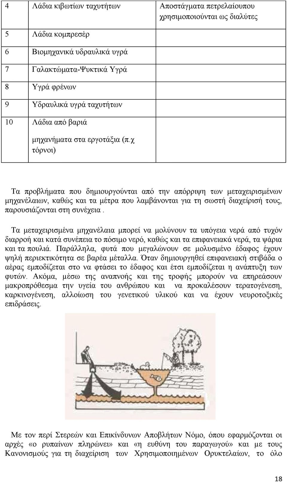 χ τόρνοι) Τα προβλήματα που δημιουργούνται από την απόρριψη των μεταχειρισμένων μηχανέλαιων, καθώς και τα μέτρα που λαμβάνονται για τη σωστή διαχείρισή τους, παρουσιάζονται στη συνέχεια.