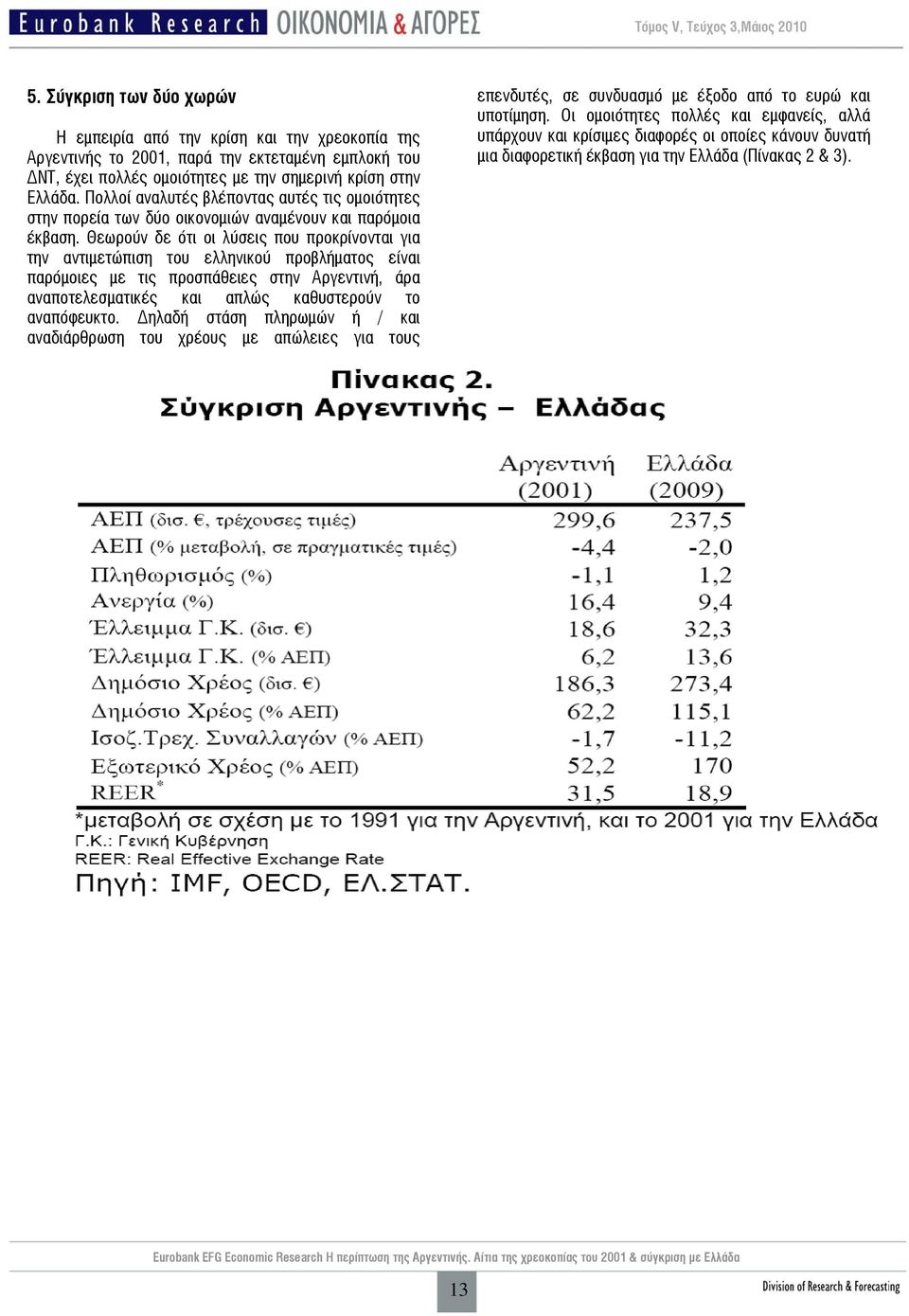 Θεωρούν δε ότι οι λύσεις που προκρίνονται για την αντιμετώπιση του ελληνικού προβλήματος είναι παρόμοιες με τις προσπάθειες στην Αργεντινή, άρα αναποτελεσματικές και απλώς καθυστερούν το