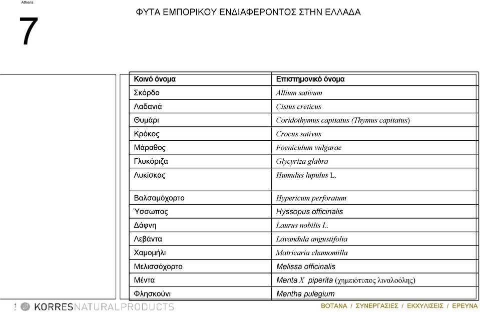 Humulus lupulus L. Βαλσαμόχορτο Hypericum perforatum Ύσσωπος Hyssopus officinalis Δάφνη Laurus nobilis L.