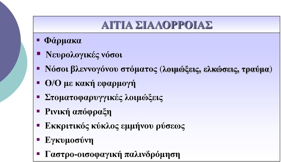 κακή εφαρμογή Στοματοφαρυγγικές λοιμώξεις Ρινική απόφραξη