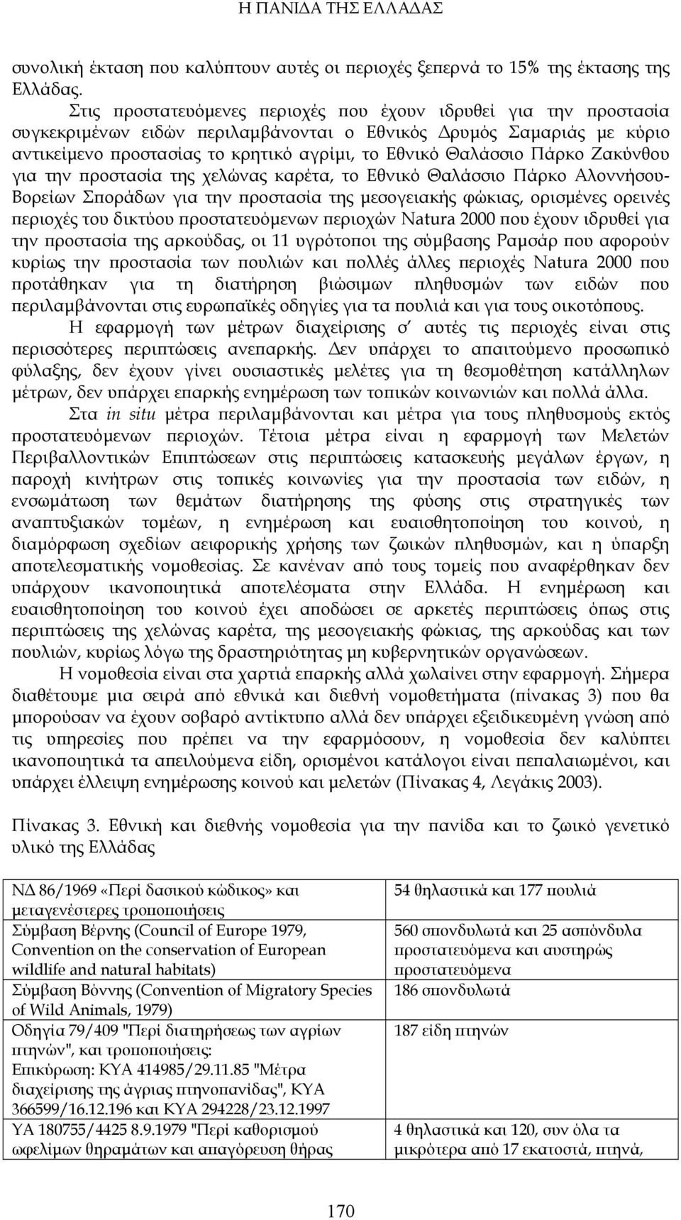 Πάρκο Ζακύνθου για την προστασία της χελώνας καρέτα, το Εθνικό Θαλάσσιο Πάρκο Αλοννήσου- Βορείων Σποράδων για την προστασία της μεσογειακής φώκιας, ορισμένες ορεινές περιοχές του δικτύου