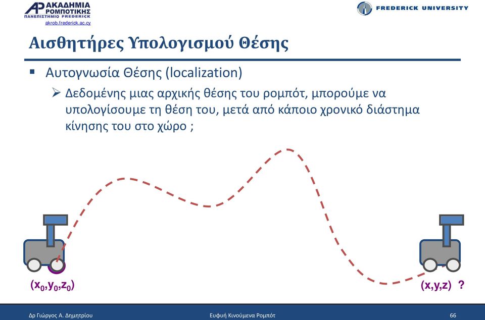 τη θέση του, μετά από κάποιο χρονικό διάστημα κίνησης του στο χώρο