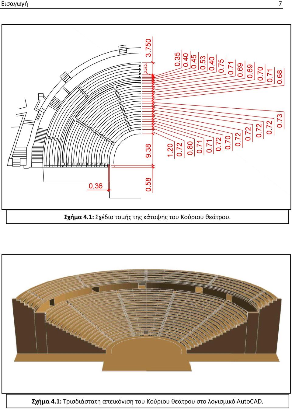 1: Σχέδιο τομής της κάτοψης του Κούριου θεάτρου. Σχήμα 4.