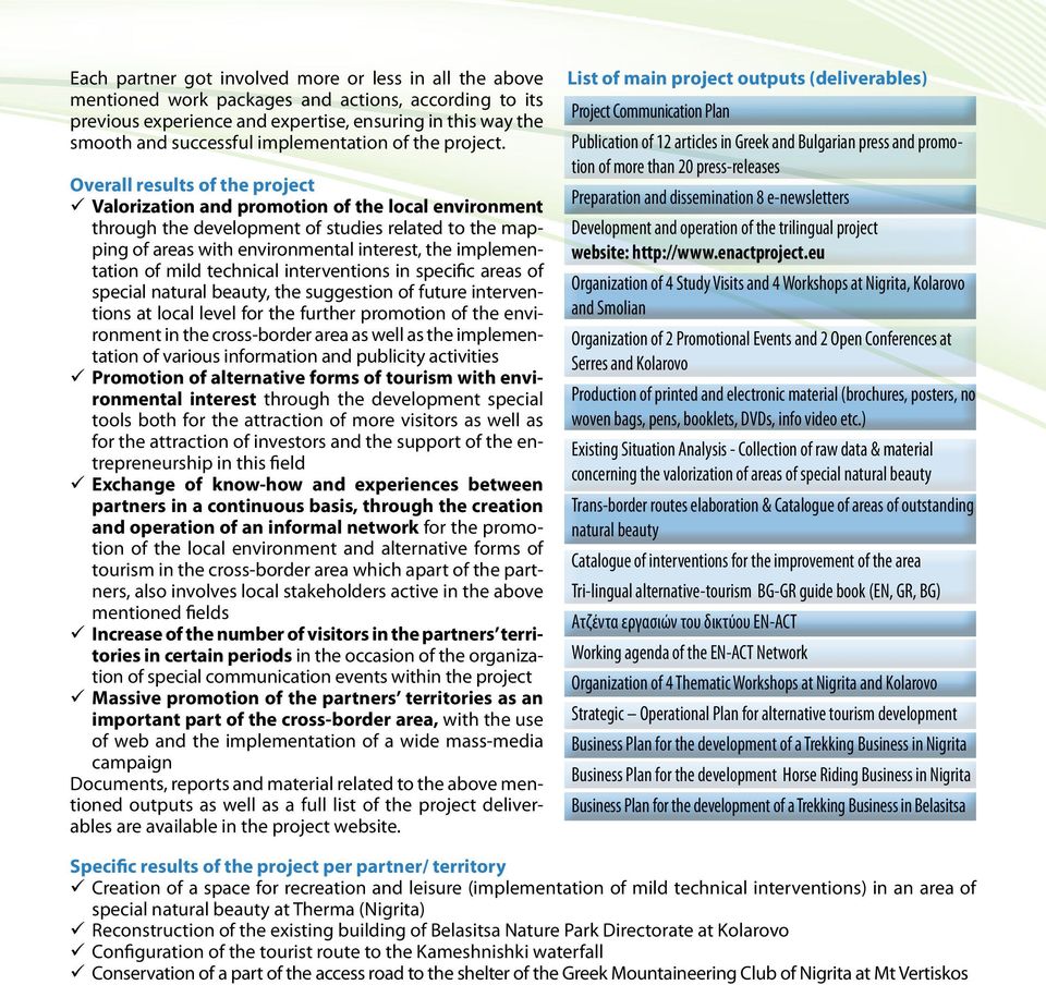 Overall results of the project Valorization and promotion of the local environment through the development of studies related to the mapping of areas with environmental interest, the implementation