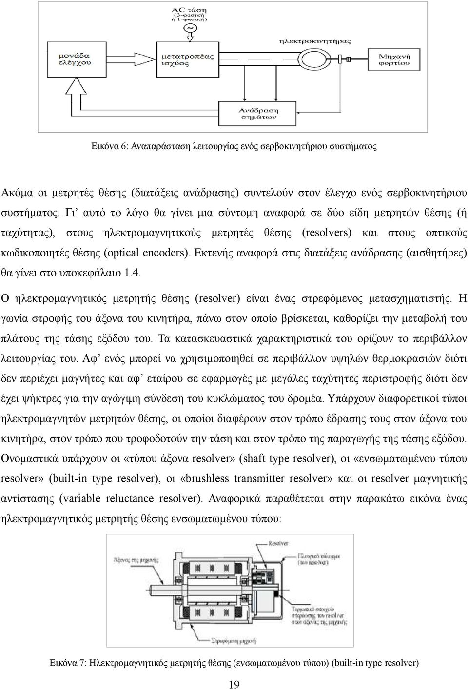 Εκτενής αναφορά στις διατάξεις ανάδρασης (αισθητήρες) θα γίνει στο υποκεφάλαιο 1.4. Ο ηλεκτροµαγνητικός µετρητής θέσης (resolver) είναι ένας στρεφόµενος µετασχηµατιστής.