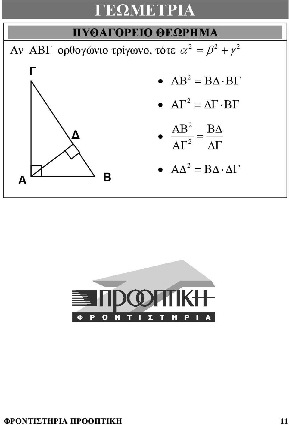 + γ ΑΒ =Β ΒΓ ΑΓ = Γ ΒΓ ΑΒ Β = ΑΓ Γ