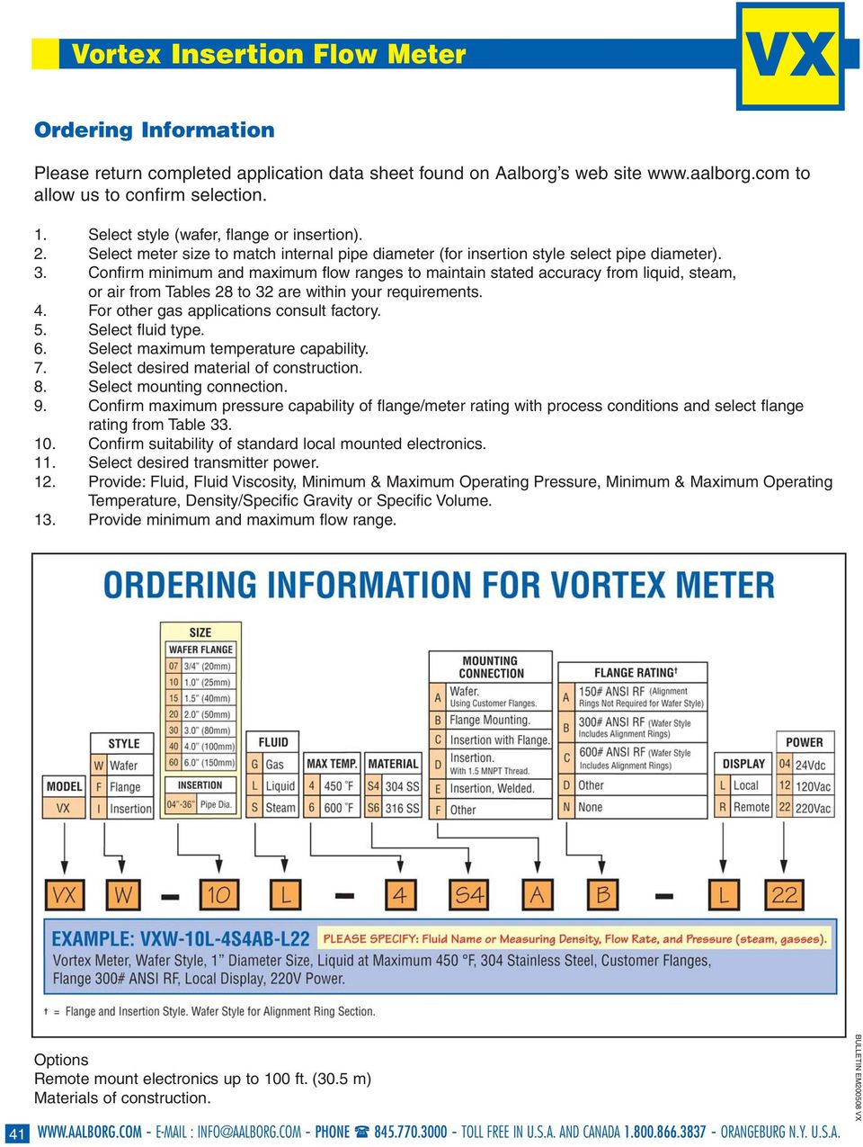 Confirm minimum and maximum flow ranges to maintain stated accuracy from liquid, steam, or air from Tables 28 to 32 are within your requirements. 4. For other gas applications consult factory. 5.