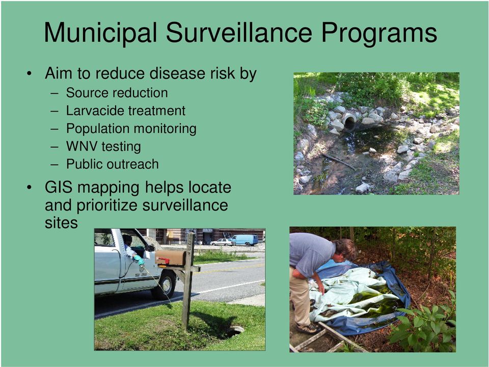 treatment Population monitoring WNV testing Public