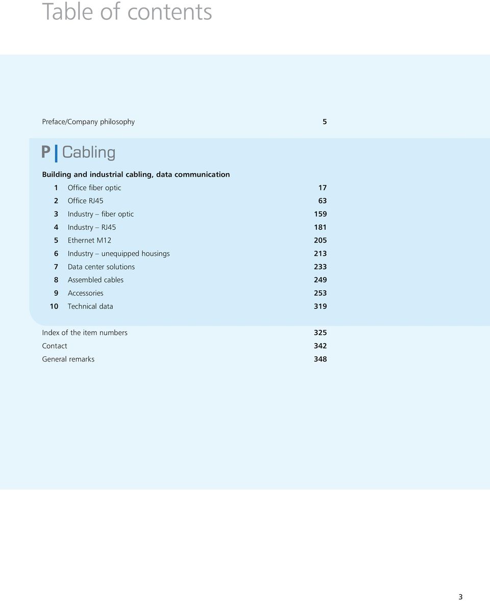 M12 205 6 Industry unequipped housings 213 7 Data center solutions 233 8 Assembled cables 249 9