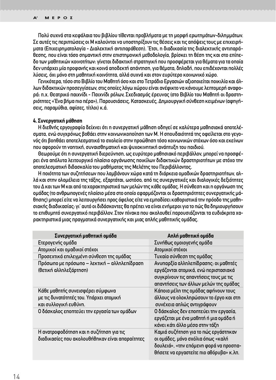 Έτσι, η διαδικασία της διαλεκτικής αντιπαράθεσης, που είναι τόσο σηµαντική στην επιστηµονική µεθοδολογία, βρίσκει τη θέση της και στο επίπεδο των µαθητικών κοινοτήτων: γίνεται διδακτική στρατηγική