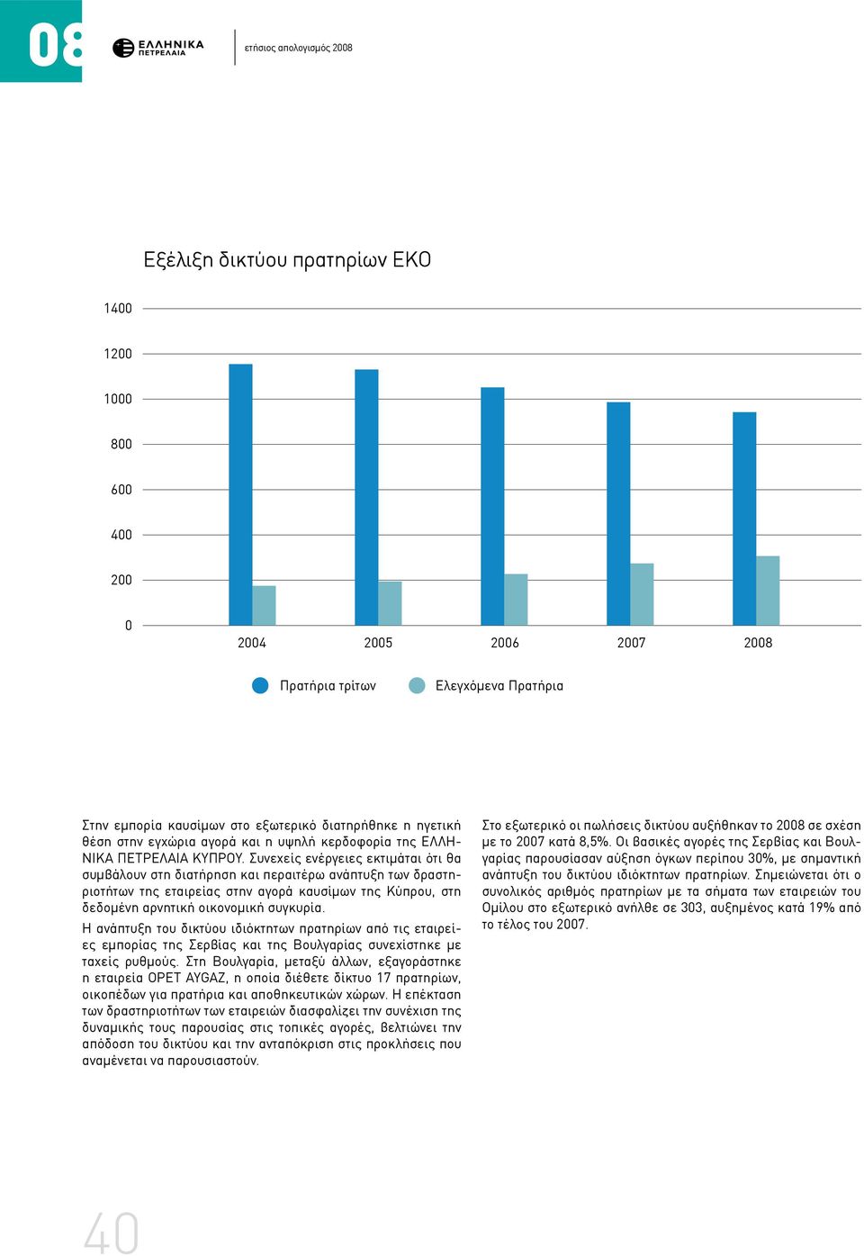 Συνεχείς ενέργειες εκτιμάται ότι θα συμβάλουν στη διατήρηση και περαιτέρω ανάπτυξη των δραστηριοτήτων της εταιρείας στην αγορά καυσίμων της Κύπρου, στη δεδομένη αρνητική οικονομική συγκυρία.