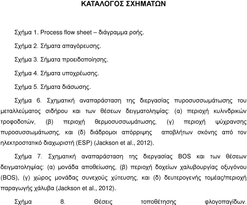 ψύχρανσης πυροσυσσωμάτωσης, και (δ) διάδρομοι απόρριψης αποβλήτων σκόνης από τον ηλεκτροστατικό διαχωριστή (ESP) (Jackson et al., 2012). Σχήμα 7.