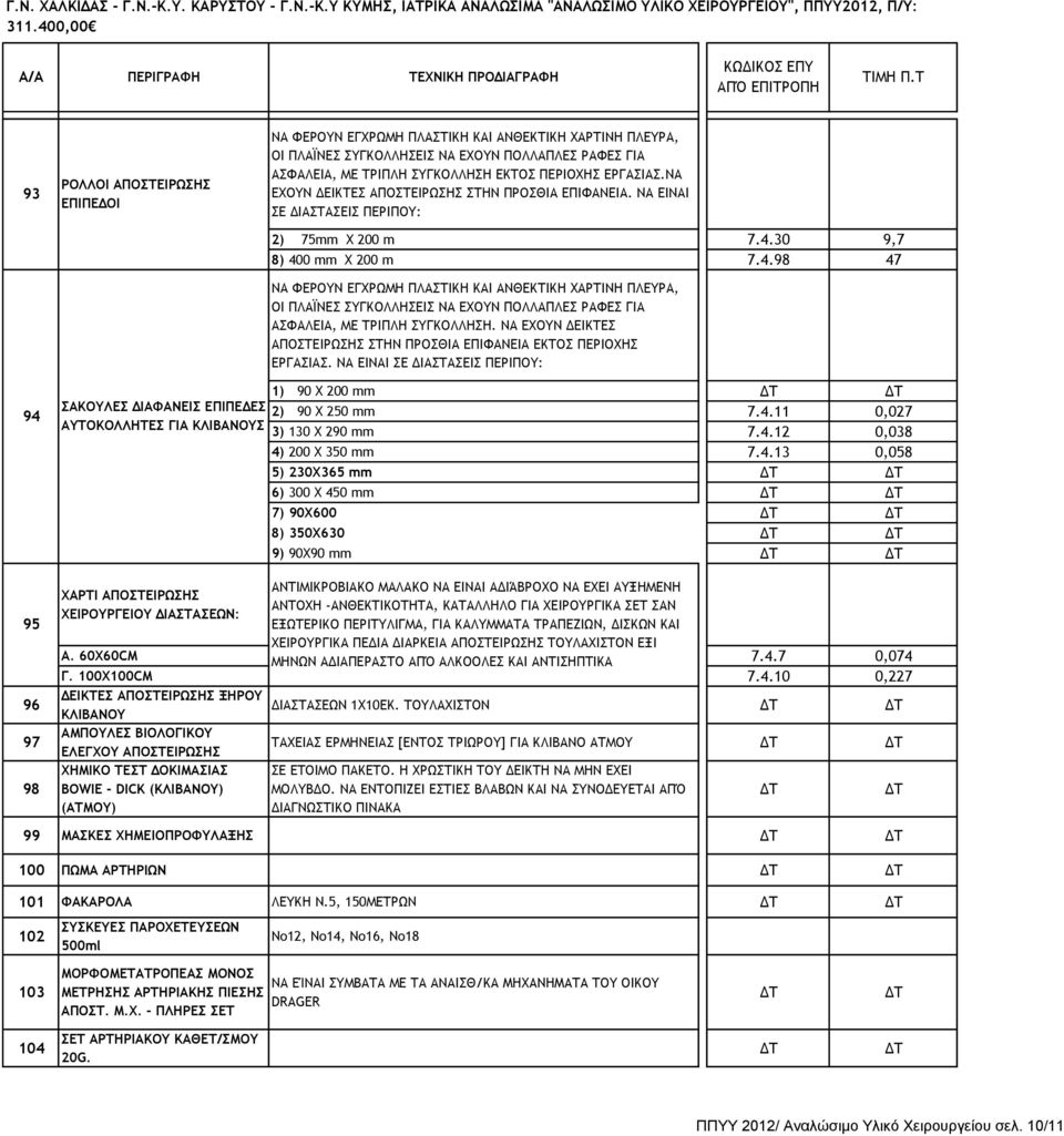 30 9,7 8) 400 mm X 200 m 7.4.98 47 ΝΑ ΦΕΡΟΥΝ ΕΓΧΡΩΜΗ ΠΛΑΣΤΙΚΗ ΚΑΙ ΑΝΘΕΚΤΙΚΗ ΧΑΡΤΙΝΗ ΠΛΕΥΡΑ, ΟΙ ΠΛΑΪΝΕΣ ΣΥΓΚΟΛΛΗΣΕΙΣ ΝΑ ΕΧΟΥΝ ΠΟΛΛΑΠΛΕΣ ΡΑΦΕΣ ΓΙΑ ΑΣΦΑΛΕΙΑ, ΜΕ ΤΡΙΠΛΗ ΣΥΓΚΟΛΛΗΣΗ.