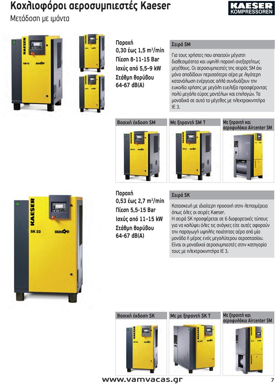 Οι αεροσυμπιεστές της σειράς SM όχι μόνο αποδίδουν περισσότερο αέρα με λιγότερη κατανάλωση ενέργειας αλλά συνδυάζουν την ευκολία χρήσης με μεγάλη ευελιξία προσφέροντας πολύ μεγάλο εύρος μοντέλων και