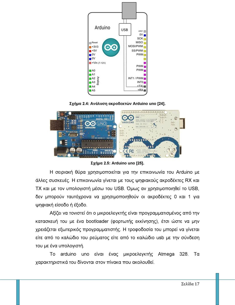 Όμως αν χρησιμοποιηθεί το USB, δεν μπορούν ταυτόχρονα να χρησιμοποιηθούν οι ακροδέκτες 0 και 1 για ψηφιακή είσοδο ή έξοδο.