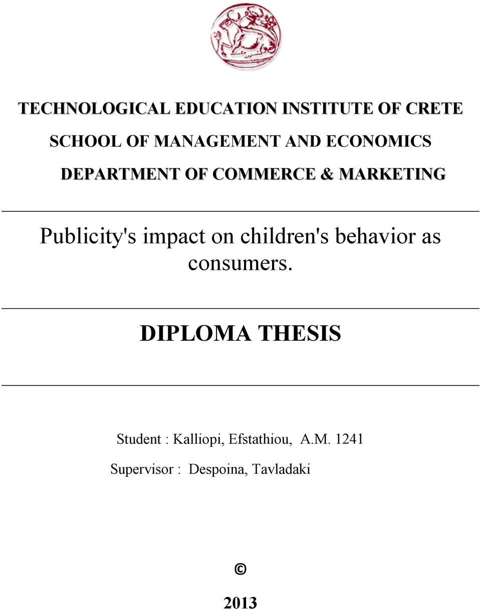 impact on children's behavior as consumers.