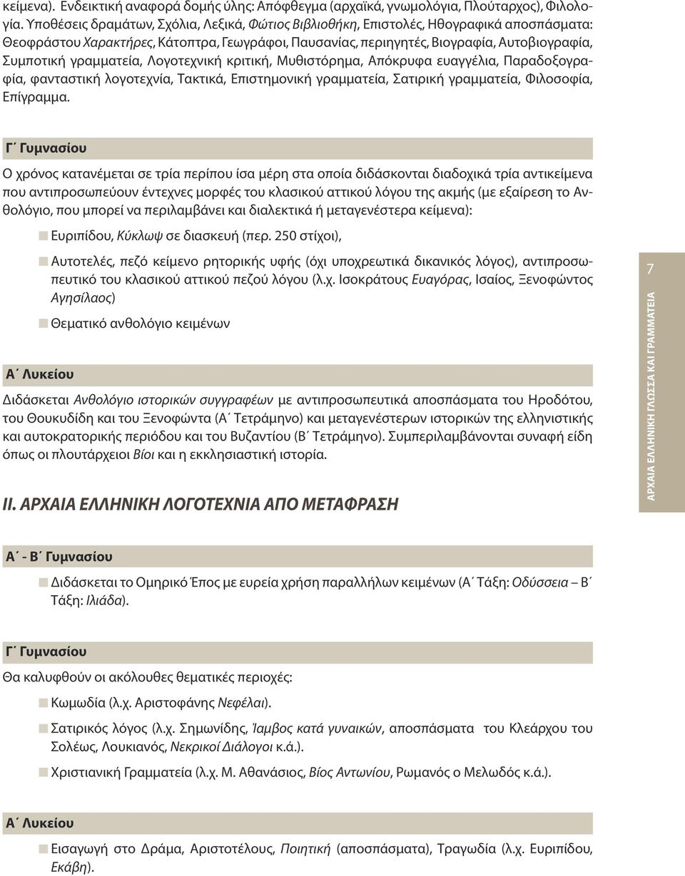 γραμματεία, Λογοτεχνική κριτική, Μυθιστόρημα, Απόκρυφα ευαγγέλια, Παραδοξογραφία, φανταστική λογοτεχνία, Τακτικά, Επιστημονική γραμματεία, Σατιρική γραμματεία, Φιλοσοφία, Επίγραμμα.