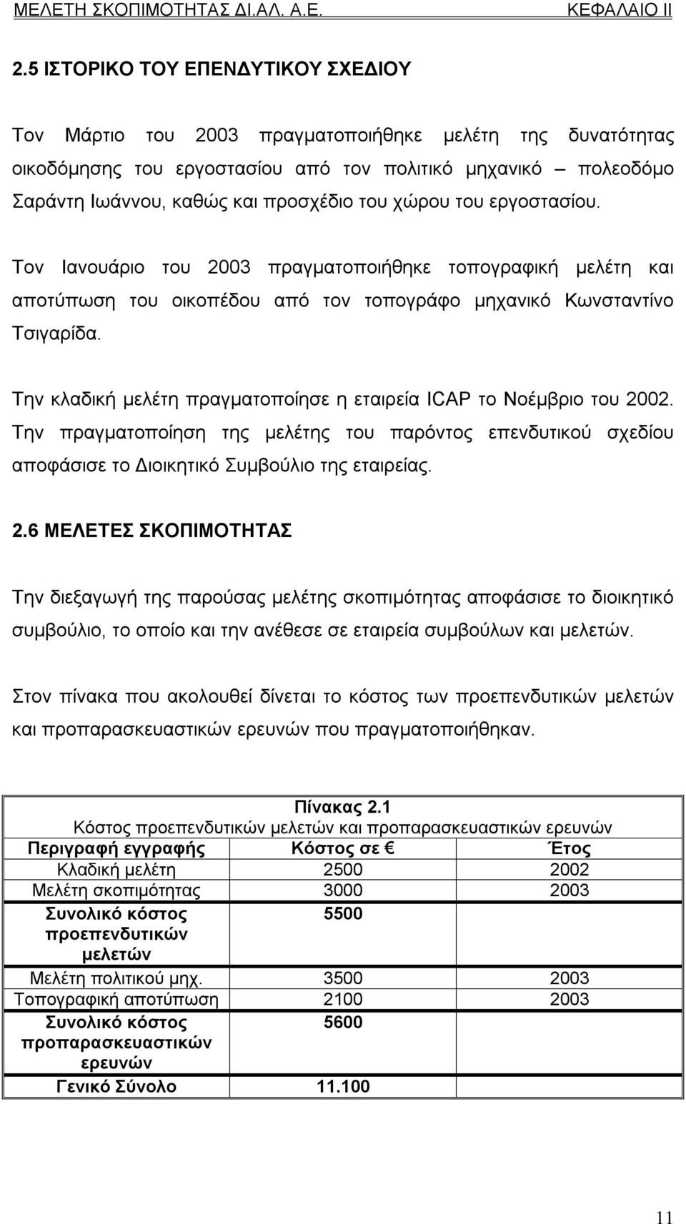 χώρου του εργοστασίου. Τον Ιανουάριο του 2003 πραγματοποιήθηκε τοπογραφική μελέτη και αποτύπωση του οικοπέδου από τον τοπογράφο μηχανικό Κωνσταντίνο Τσιγαρίδα.